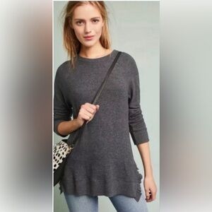 Anthropologie 9-H15 STCL Super Soft Grey Ruffled Hem Sweater